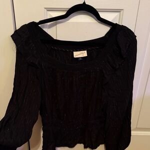 Daniel Rainn Black Blouse with Subtle Shimmer